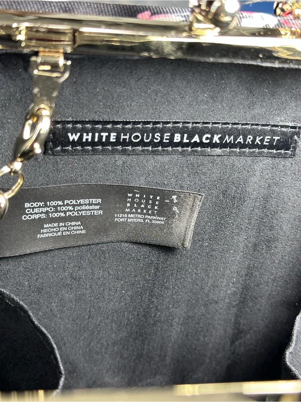 White House Black Market Floral Chain Strap Shoulder Bag Tassel Accent Small - Picture 9 of 12